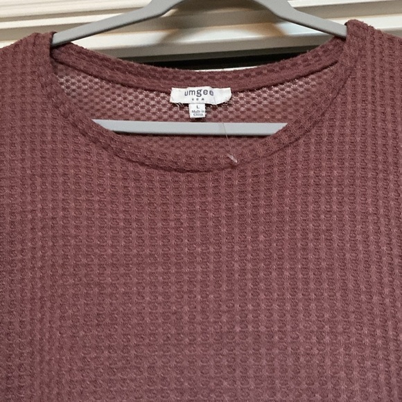 Umgee waffle knit patchwork sleeves top blouse Womens L Oversized cozy Bohemian - Picture 7 of 12